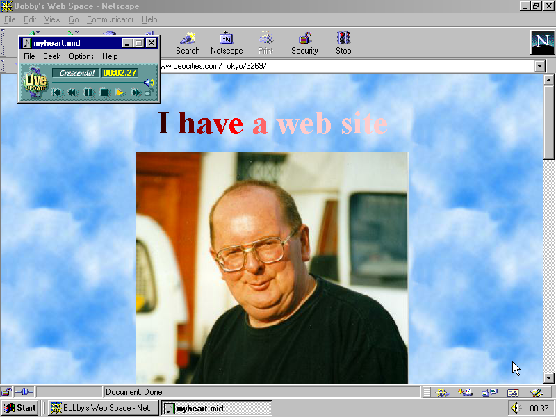 Geocities screenshot taken from "One Terabyte of Kilobyte Age"